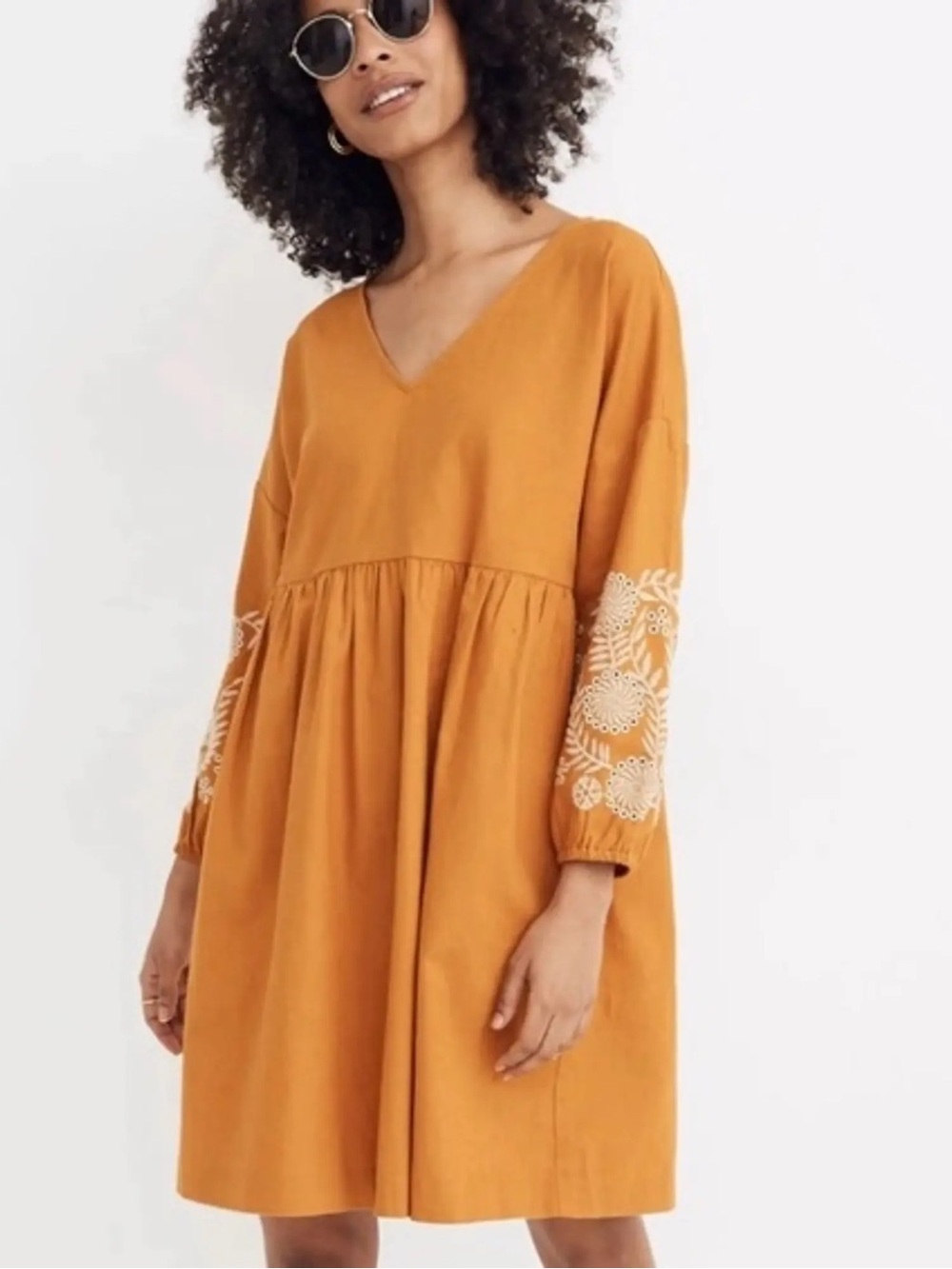 Madewell Embroidered Sleeve Popover Dress size XXS